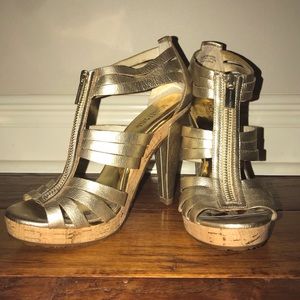Michael Kors Gold Leather Strappy Heel
